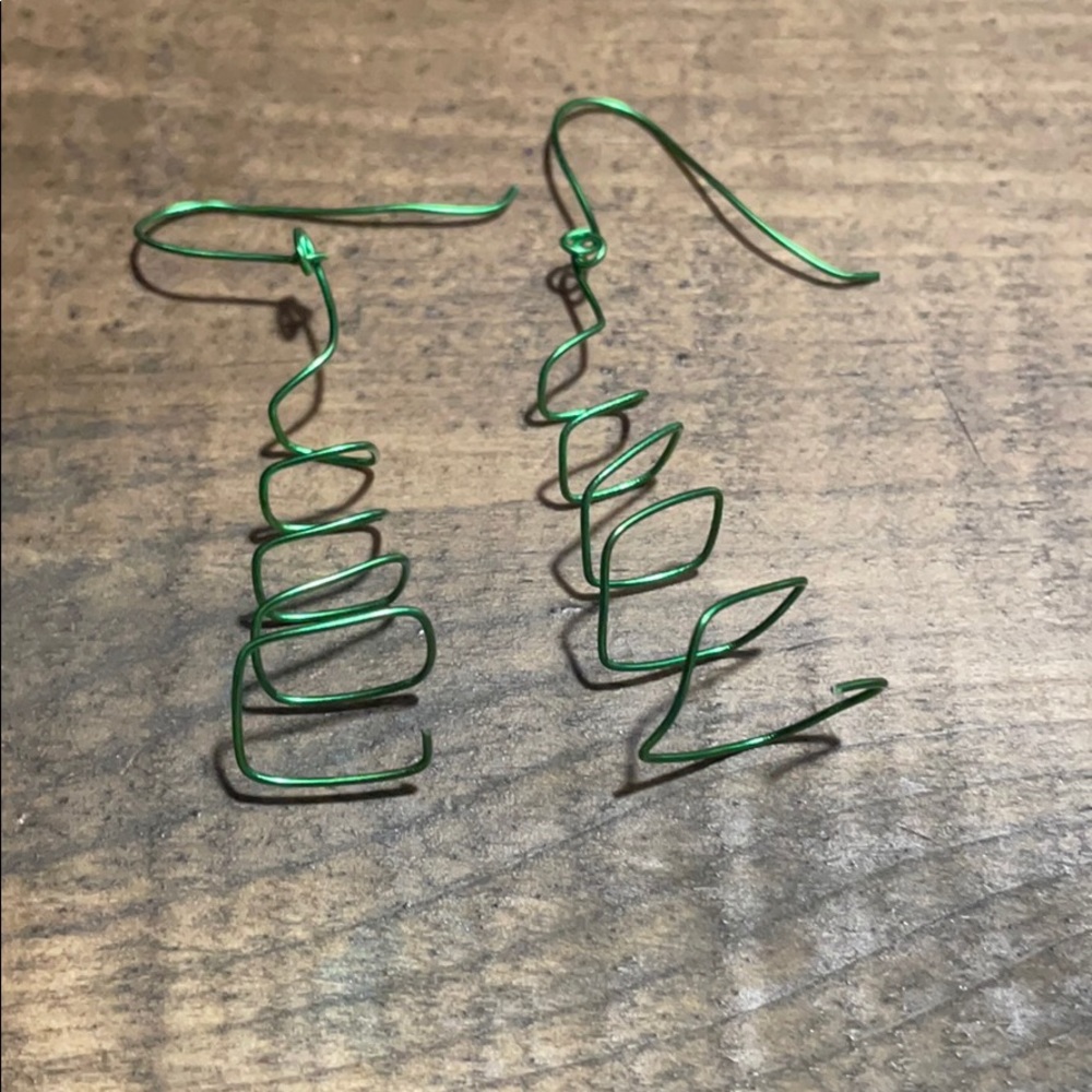 Homemade Earrings (Green Christmas Tree)
